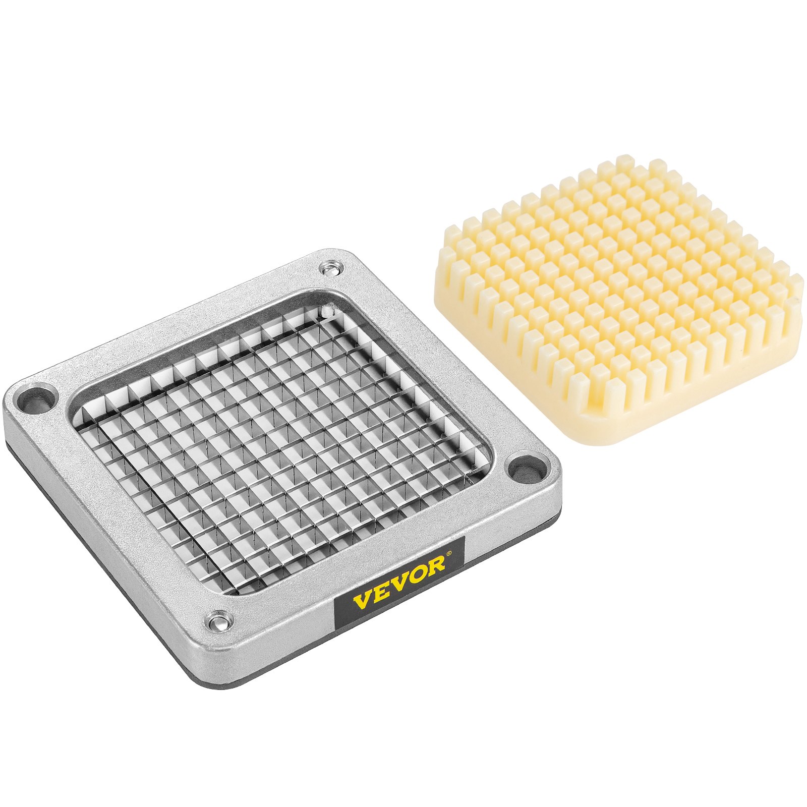 VEVOR Replacement Chopper Blade, 1/4 inch, 3 PCS French Fry Blade Assembly with 6 Extra Knives, Stainless Steel Dicer Parts and Push Block for Cutting Potatoes Carrots Onions Cucumbers Mushrooms