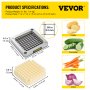 VEVOR Replacement Chopper Blade, 3/8 inch, 3 PCS French Fry Blade Assembly with 6 Extra Knives, Stainless Steel Dicer Parts and Push Block for Cutting Potatoes Carrots Onions Cucumbers Mushrooms