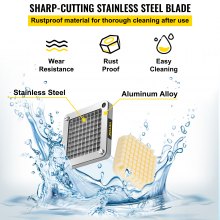 VEVOR Replacement Chopper Blade, 3/8 inch, 3 PCS French Fry Blade Assembly with 6 Extra Knives, Stainless Steel Dicer Parts and Push Block for Cutting Potatoes Carrots Onions Cucumbers Mushrooms
