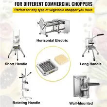VEVOR Replacement Chopper Blade, 3/8 inch, 3 PCS French Fry Blade Assembly with 6 Extra Knives, Stainless Steel Dicer Parts and Push Block for Cutting Potatoes Carrots Onions Cucumbers Mushrooms