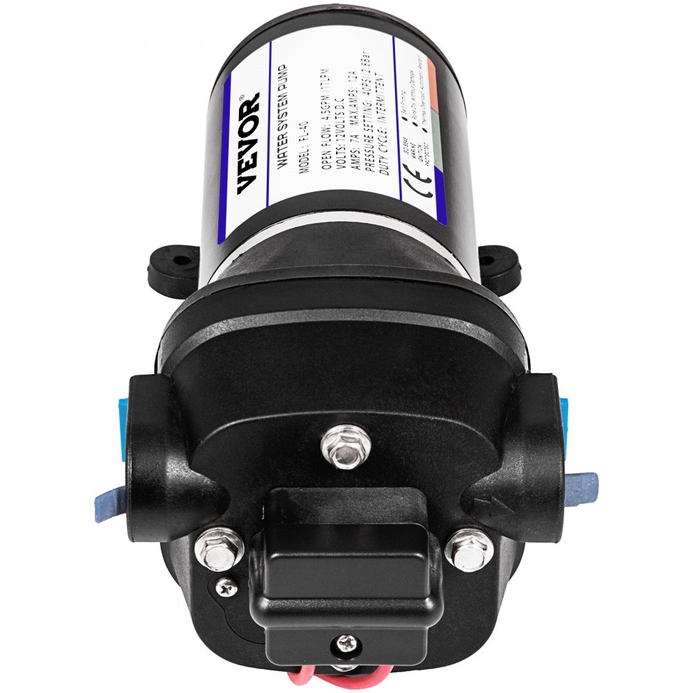 VEVOR Water Pressure Diaphragm Pump, 12V FL-40 High Pressure Diaphragm Water Pump, 2.7 bar(40PSI) Automatic Self Priming Water Pump, 17L/MIN Misting Booster Sprayer Diaphragm Pump for Caravan Boat RV Garden