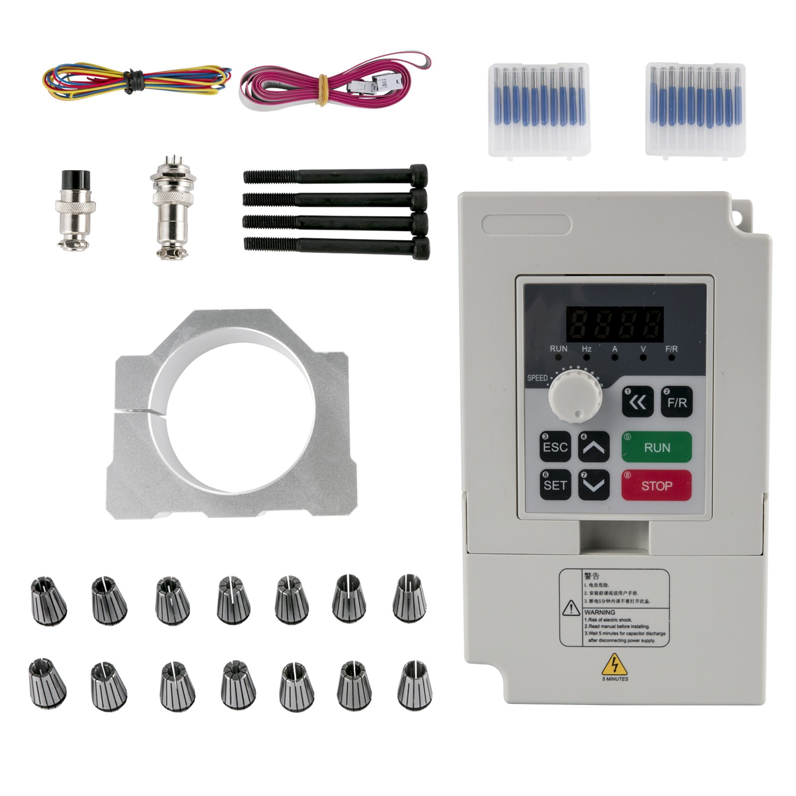 VEVOR CNC Spindle Motor Kits Air Cooled Spindle Motor 220V VFD 2.2KW Clamp 80 mm