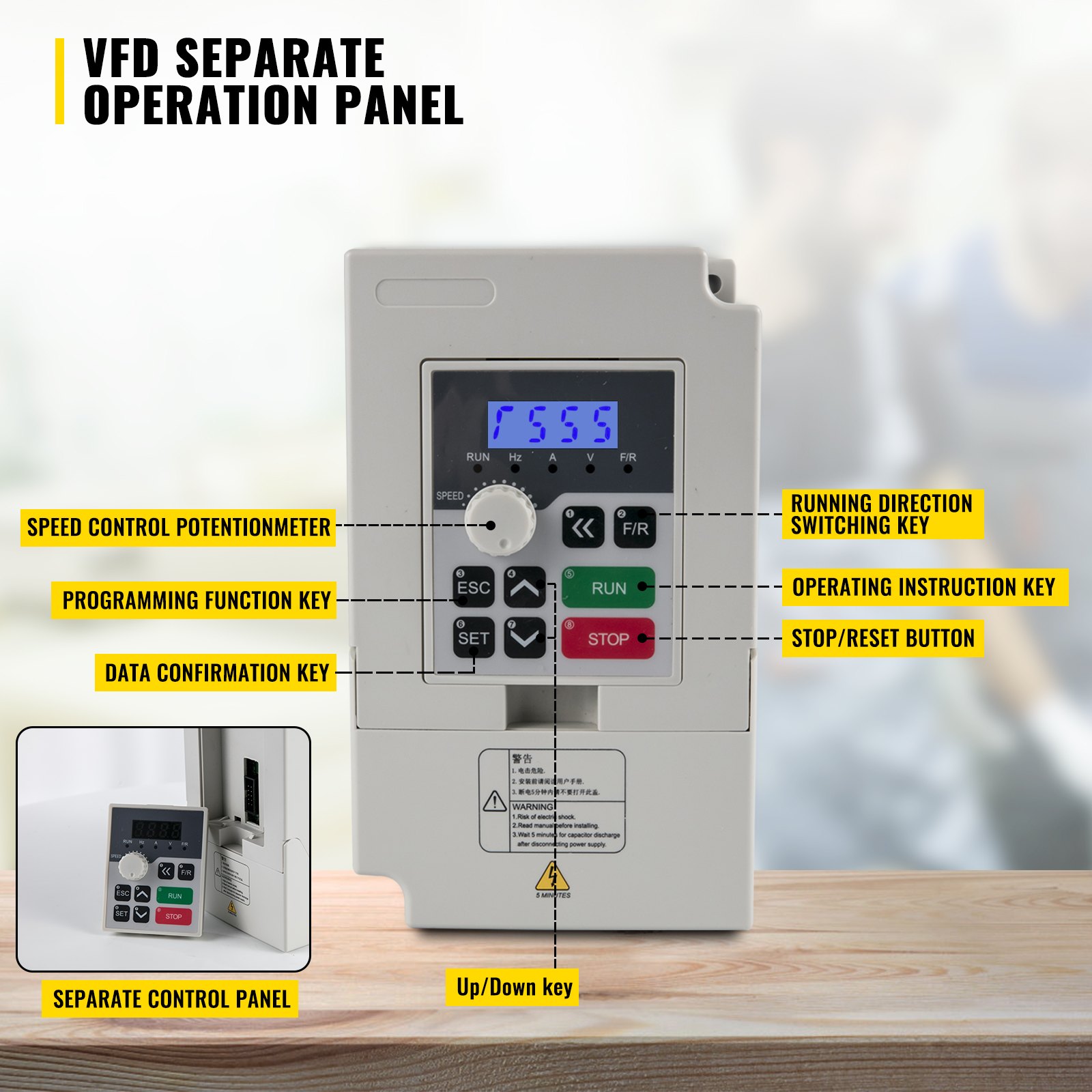VEVOR 2.2KW CNC Air Cooled Spindle Motor Kits ER20 24000 RPM 220V VFD 80mm Clamp