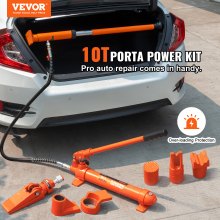 VEVOR 10 Ton Porta Power Kit, Hydraulic Ram with Pump, Car Jack with 4.6 ft/1.4 m Oil Hose, Bent Frame Repair Tool with Storage Case for Automotive, Garage, Heavy Equipment, Mechanic (22046 LBS)