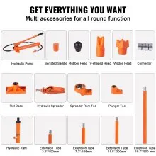 VEVOR 10 Ton Porta Power Kit, Hydraulic Ram with Pump, Car Jack with 4.6 ft/1.4 m Oil Hose, Bent Frame Repair Tool with Storage Case for Automotive, Garage, Heavy Equipment, Mechanic (22046 LBS)