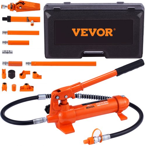 VEVOR 4 Ton Porta Power Kit, Portable Hydraulic Jack with 3.9 ft/1.2 m Oil Hose, Auto Body Frame Repair Kit with Storage Case for Car Repair, Truck, Farm (8800 LBS)