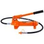 VEVOR porta power 4 ton hydraulic jack with black hose and bright orange finish.