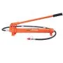 orange VEVOR 20 ton porta power kit with hydraulic body, lever, and attached black hose.