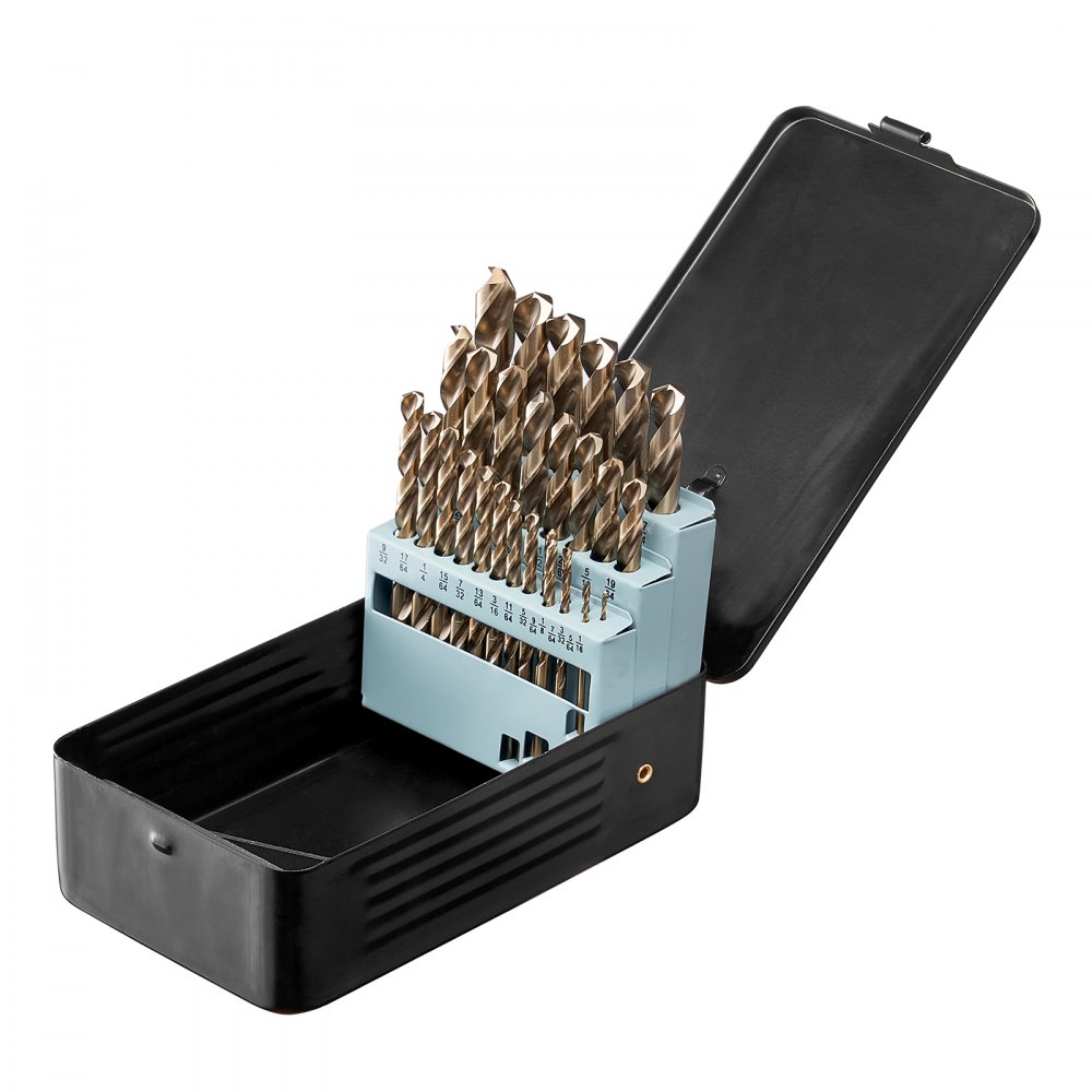 VEVOR Cobalt Drill Bit Set, 29 Pcs, M35 High Speed Steel Cobalt Drill Bits with Storage Case, for Drilling Metal, Stainless Steel, Aluminum Alloy, Wood, Plastic, for Professional Work and Home DIY