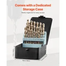Cobalt Drill Bit Set 29 Pcs M35 High Speed Steel Cobalt Drill Bits Storage Case