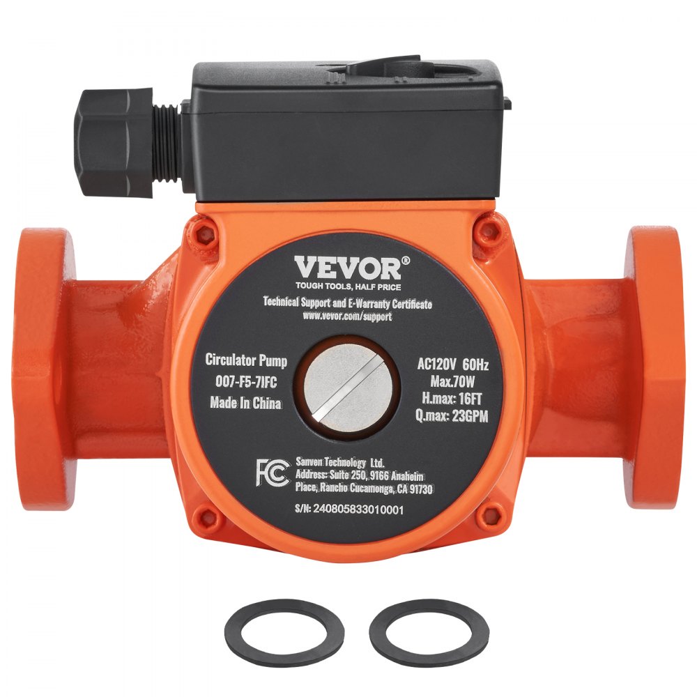 VEVOR 007-F5-7IFC Hot Water Circulation Pump 110V 70W 23 GPM Recirculating Pump