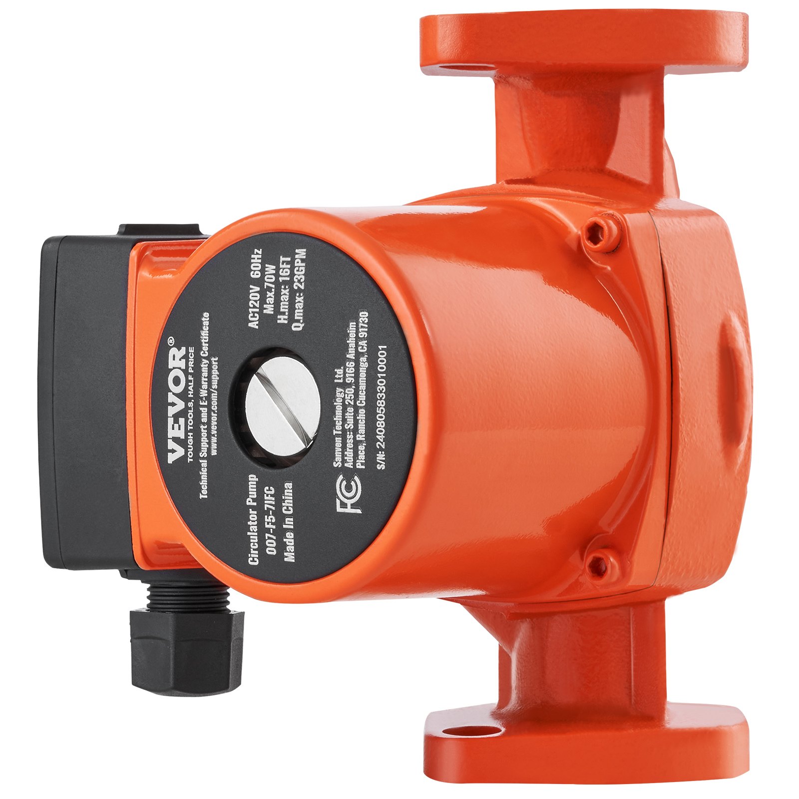 VEVOR 007-F5-7IFC Hot Water Circulation Pump 110V 70W 23 GPM Recirculating Pump
