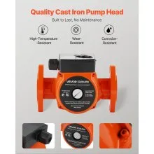 VEVOR F-15-58FC Cast Iron Circulator Pump Hot Water Circulation 1/9 HP 17 GPM