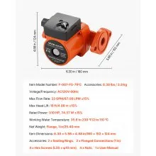 VEVOR F-007-F5-71FC Cast Iron Circulator Pump Hot Water Circulation 1/10HP 23GPM