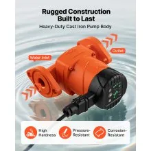 VEVOR F-007E-1F1 High Efficiency Circulator Pump Hot Water Circulation 16 GPM