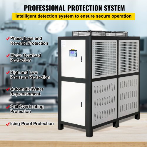 VEVOR Water Chiller 15Ton, Capacity Industrial Chiller 15Hp, Air-Cooled Water Chiller, Finned Condenser, w/ Micro-Computer Control, Stainless Steel Water Tank Chiller Machine for Cooling Water