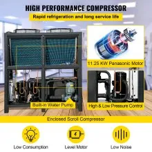 VEVOR Water Chiller 15Ton, Capacity Industrial Chiller 15Hp, Air-Cooled Water Chiller, Finned Condenser, w/ Micro-Computer Control, Stainless Steel Water Tank Chiller Machine for Cooling Water