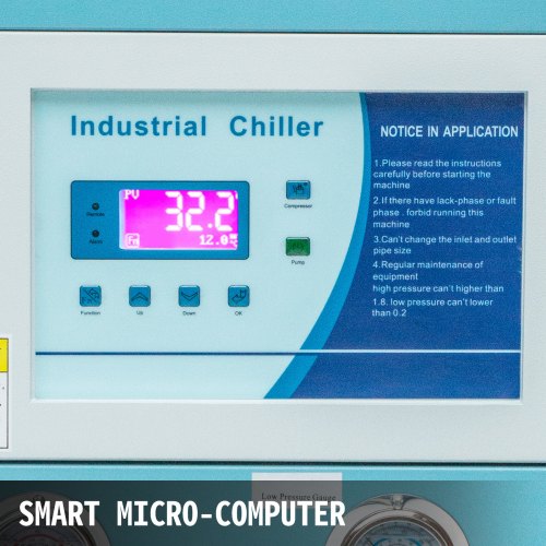 VEVOR Water Chiller 1Ton, Capacity Industrial Chiller 1Hp, Air-Cooled Water Chiller, Finned Condenser, w/Micro-Computer Control, Stainless Steel Water Tank Chiller Machine for Cooling Water