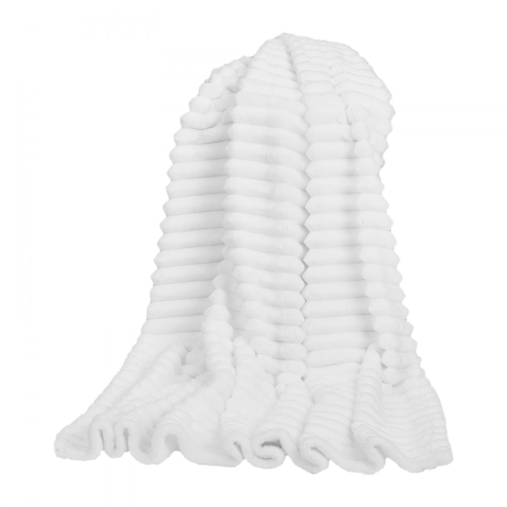 VEVOR Fleece Throw Blanket, 50 x 60 Inches / 1270 x 1524 mm, Flannel Fleece Cozy Throw Blankets, Cute Small Fuzzy Throws, Lightweight Super Soft Bed Blanket, Ideal for Couch, Sofa, Bedroom, White