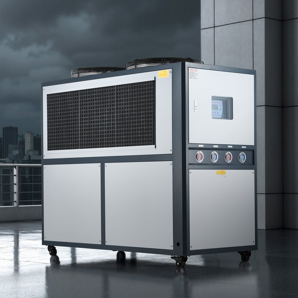VEVOR Air-Cooled Water Chiller, 16.67 HP, Industrial Water Chiller with 45,360 Kcal/h Cooling Capacity, Dual Compressor, 53 Gal Large Tank, LED Display, Cooler for Cooling Water, Not Air Conditioner