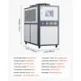 VEVOR Air-Cooled Water Chiller, 16.67 HP, Industrial Water Chiller with 45,360 Kcal/h Cooling Capacity, Dual Compressor, 53 Gal Large Tank, LED Display, Cooler for Cooling Water, Not Air Conditioner