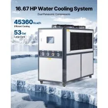 Enfriador de agua refrigerado por aire, enfriador industrial, 16,67 HP, tanque grande de 53 galones, pantalla LED