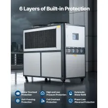 Enfriador de agua refrigerado por aire, enfriador industrial, 16,67 HP, tanque grande de 53 galones, pantalla LED