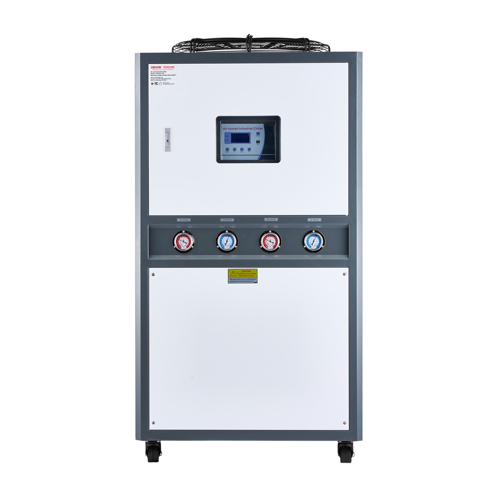 VEVOR Air-Cooled Water Chiller, 16.67 HP, Industrial Water Chiller with 45,360 Kcal/h Cooling Capacity, Dual Compressor, 53 Gal Large Tank, LED Display, Cooler for Cooling Water, Not Air Conditioner