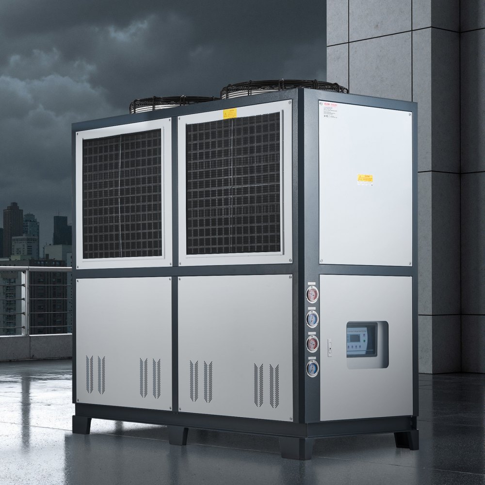 VEVOR Air-Cooled Water Chiller, 25 HP, Industrial Water Chiller with 60,480 Kcal/h Cooling Capacity, Dual Compressor, 53 Gal Large Tank, LED Display, Cooler for Cooling Water, Not Air Conditioner