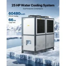 Air-Cooled Water Chiller Industrial Chiller 25 HP 66 Gal Large Tank LED Display