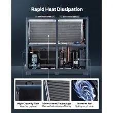 Air-Cooled Water Chiller Industrial Chiller 25 HP 66 Gal Large Tank LED Display