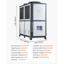 Air-Cooled Water Chiller Industrial Chiller 25 HP 66 Gal Large Tank LED Display