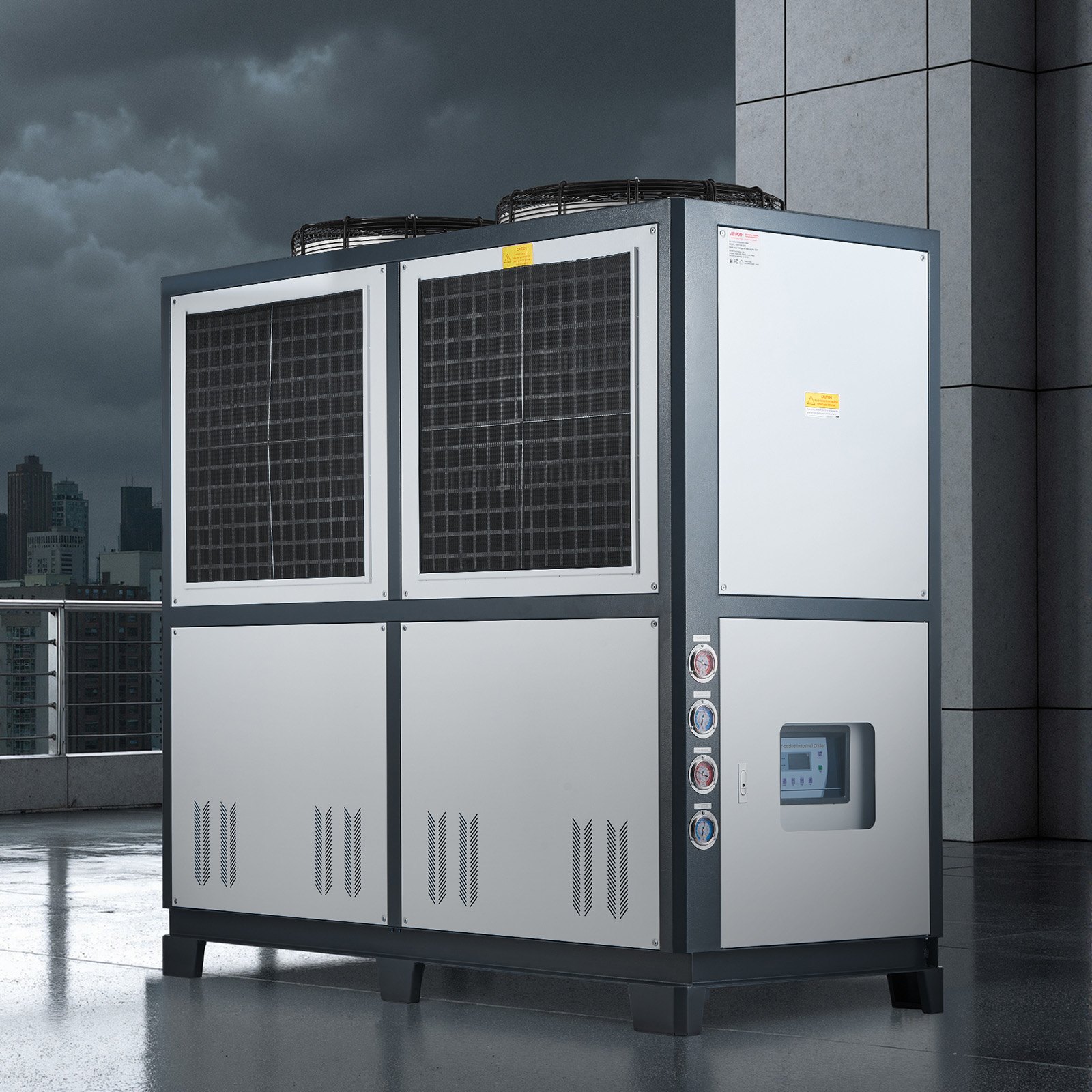VEVOR Air-Cooled Water Chiller, 25 HP, Industrial Water Chiller with 60,480 Kcal/h Cooling Capacity, Dual Compressor, 53 Gal Large Tank, LED Display, Cooler for Cooling Water, Not Air Conditioner