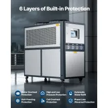 Air-Cooled Water Chiller Industrial Chiller 12.3HP 37 Gal Large Tank LED Display