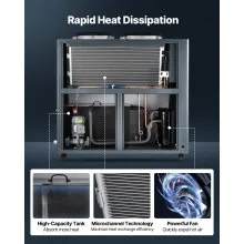 Air-Cooled Water Chiller Industrial Chiller 12.3HP 37 Gal Large Tank LED Display