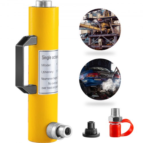 VEVOR Hydraulic Cylinder Jack 10Ton, Solid Ram Hydraulic Cylinder 8Inch/200mm, Stroke Single Acting Hydraulic Cylinder, w/ Quick Connector Portable Hydraulic Solid Jack Industrial Lifting Jack Ram