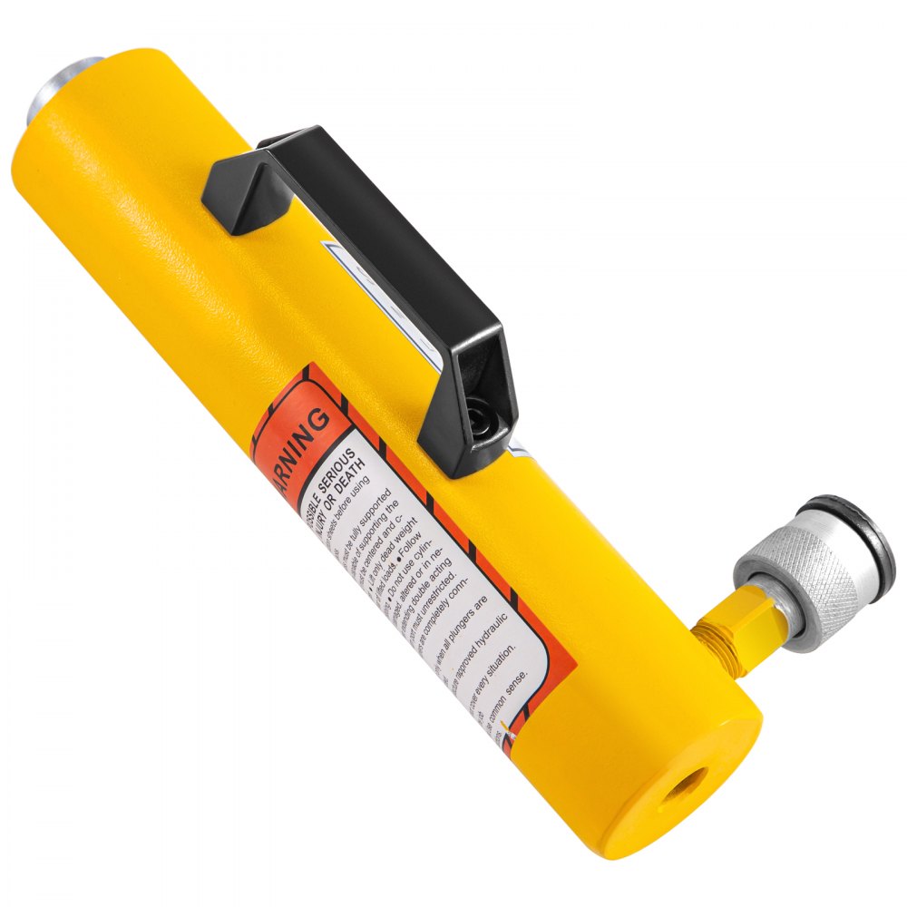 Gato de cilindro hidráulico VEVOR de 10 toneladas, Cilindro hidráulico de cilindro sólido de 8 pulgadas/200 mm, Carrera Cilindro hidráulico de efecto simple, con conector rápido Gato hidráulico sólido portátil Gato de elevación industrial