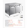 VEVOR 48"W Commercial Refrigerator 14.1 Cu.Ft Undercounter Worktop Mobile, Double-Door Food Prep Fridge with Lock, Interior Light, Heavyload Top, Stainless Steel Refrigerated Table for Diner, Bar