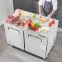 VEVOR 48" Commercial Frozen Refrigerator Sandwich & Salad Prep Table, 12.9 Cu. Ft Stainless Steel Refrigerated Food Prep Station with 2 Doors, Frost Free Refrigerator with Lock for Restaurant, Bar