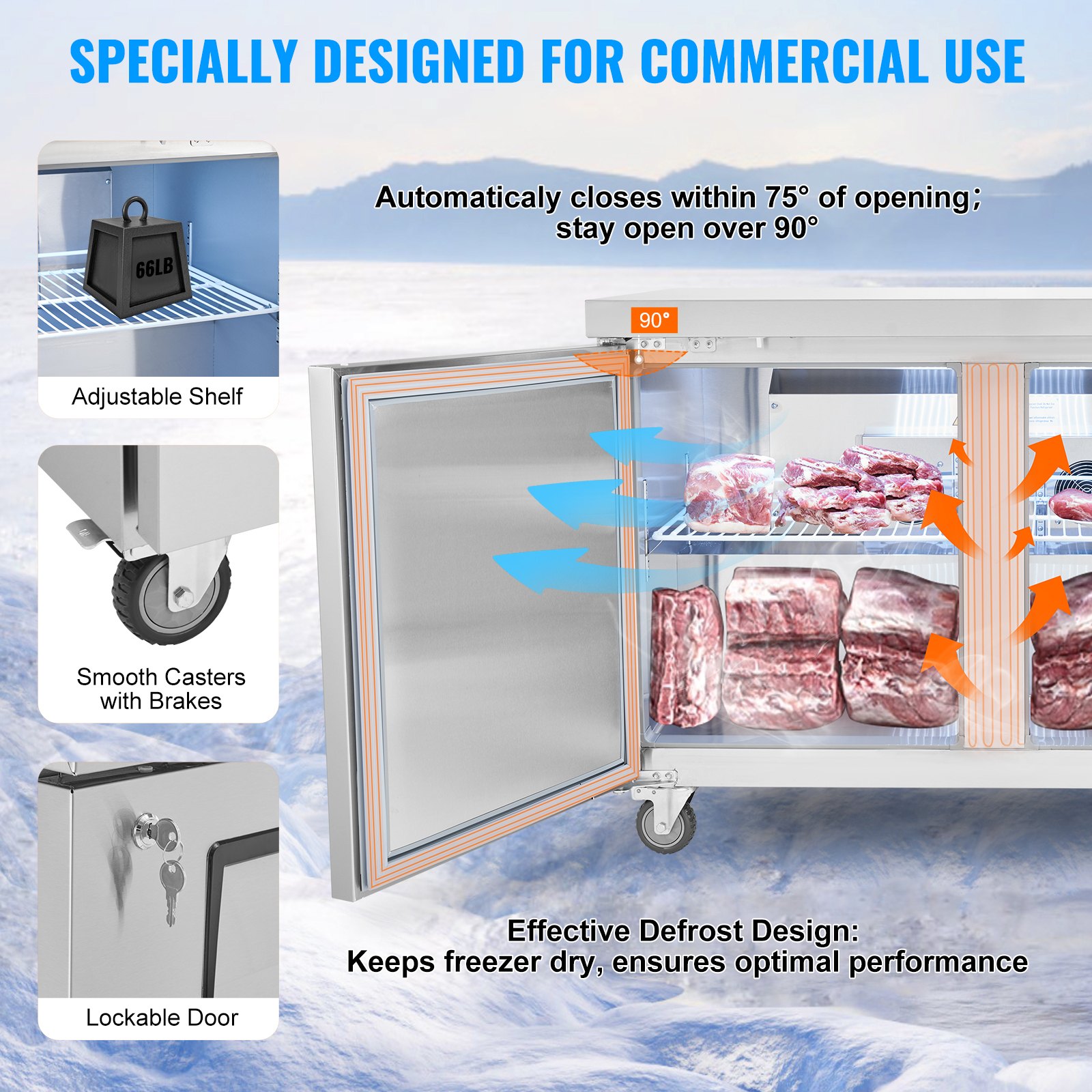 48" Commercial Frozen Refrigerator Sandwich & Salad Prep Table 12.9 Cu. Ft 48" Commercial Frozen Refrigerator Sandwich & Salad Prep Table 12.9 Cu. Ft