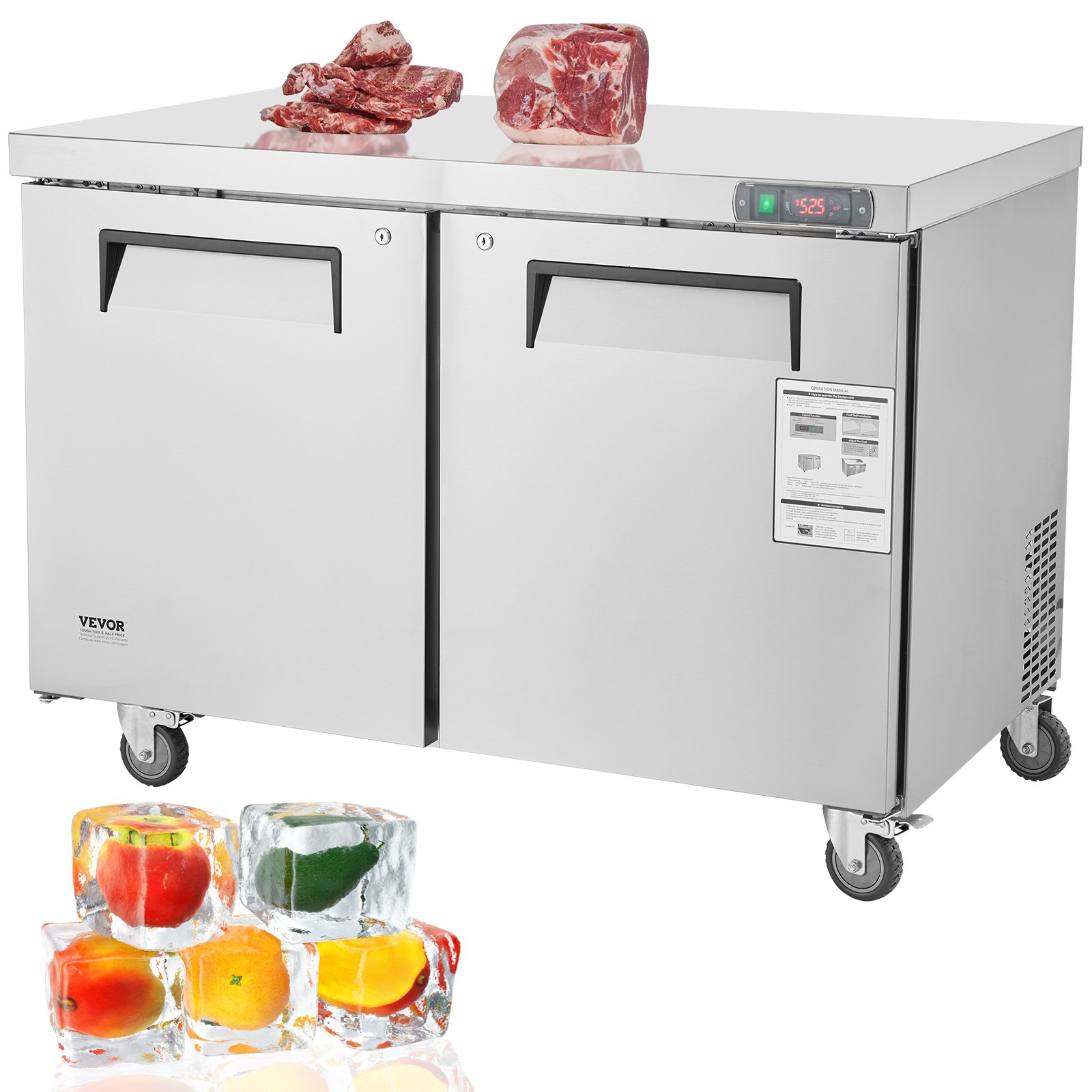 48" Commercial Frozen Refrigerator Sandwich & Salad Prep Table 12.9 Cu. Ft 48" Commercial Frozen Refrigerator Sandwich & Salad Prep Table 12.9 Cu. Ft