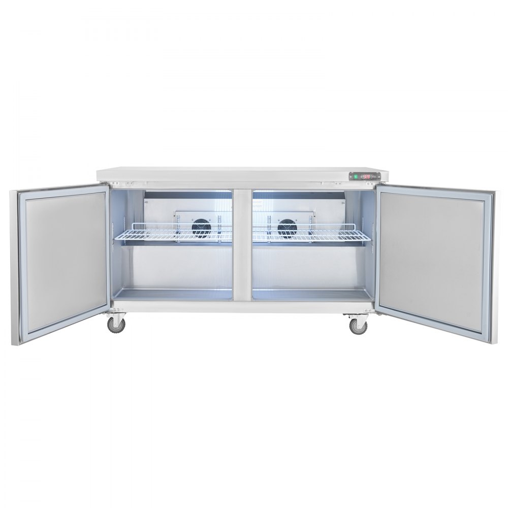 VEVOR 60" Commercial Refrigerator Sandwich & Salad Prep Table, 16.4 Cu. Ft Stainless Steel Refrigerated Food Prep Station with 2 Doors, Frost Free Refrigerator with Lock for Restaurant, Bar, Store