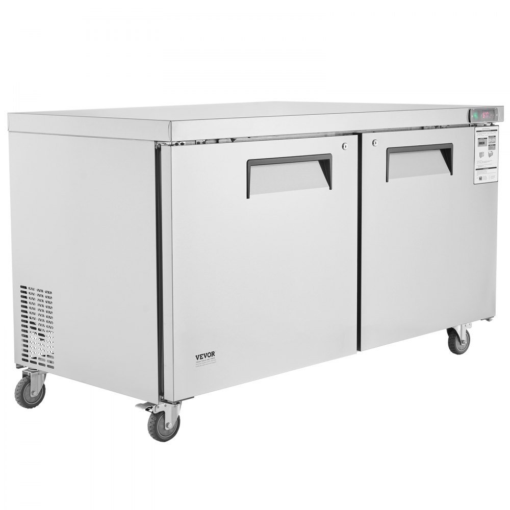 VEVOR 60" Commercial Refrigerator Sandwich & Salad Prep Table, 16.4 Cu. Ft Stainless Steel Refrigerated Food Prep Station with 2 Doors, Frost Free Refrigerator with Lock for Restaurant, Bar, Store