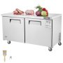 Refrigerador comercial VEVOR de 60" con mesa para preparar sándwiches y ensaladas, refrigerador de 16,4 pies cúbicos