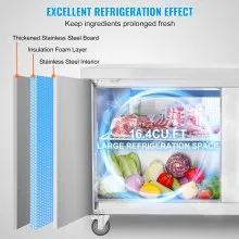 VEVOR 60" Commercial Refrigerator Sandwich & Salad Prep Table 16.4 Cu. Ft Fridge
