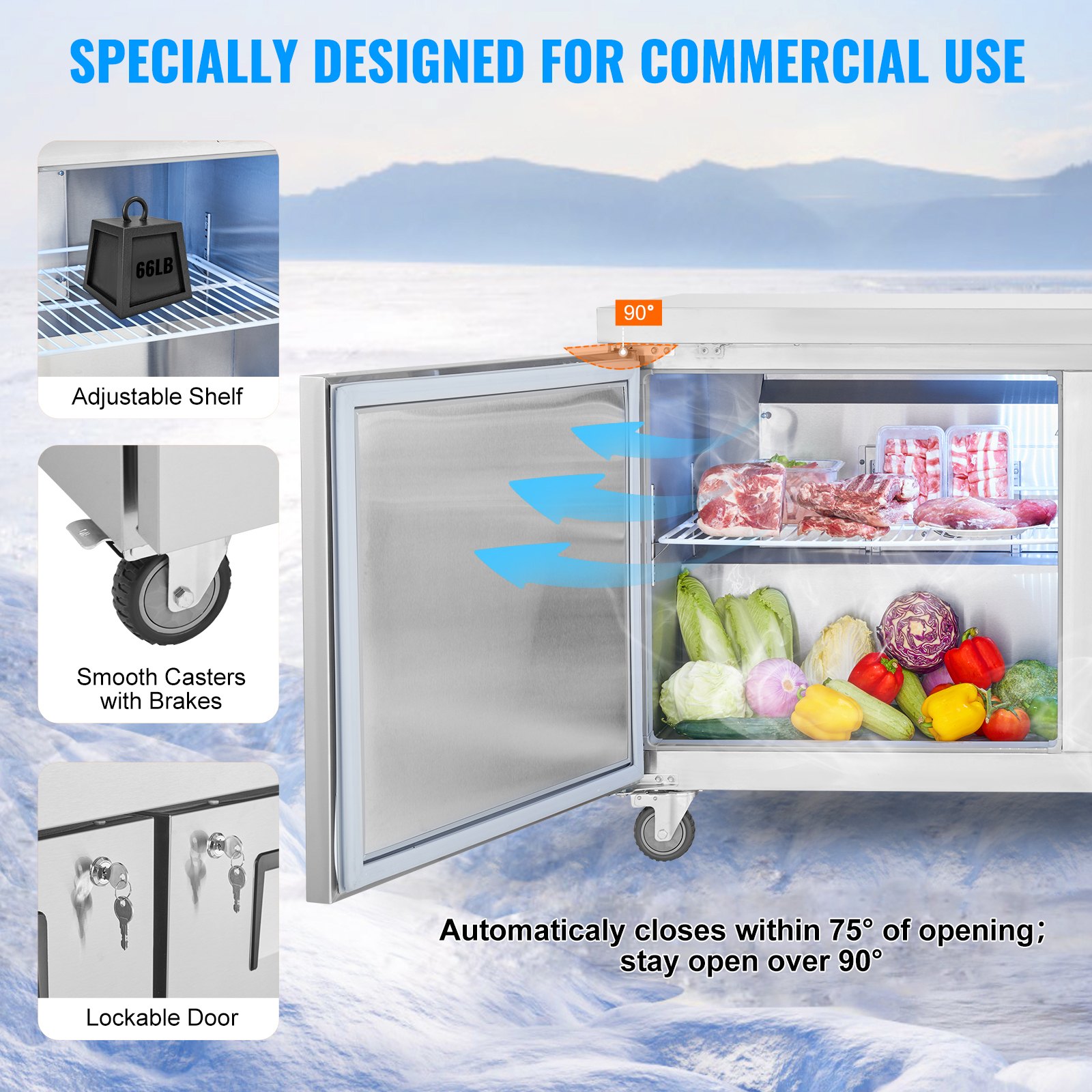 60" Commercial Refrigerator Sandwich & Salad Prep Table 16.4 Cu. Ft Fridge 60" Commercial Refrigerator Sandwich & Salad Prep Table 16.4 Cu. Ft Fridge