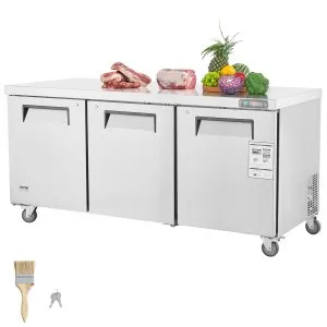 VEVOR 72″ Commercial Refrigerator Sandwich & Salad Prep Table, 20 Cu. Ft Stainless Steel Refrigerated Food Prep Station with 3 Doors, Frost Free Refrigerator with Lock for Restaurant, Bar, Store | VEVOR US