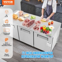 VEVOR 72" Commercial Refrigerator Sandwich & Salad Prep Table 20 Cu. Ft Fridge