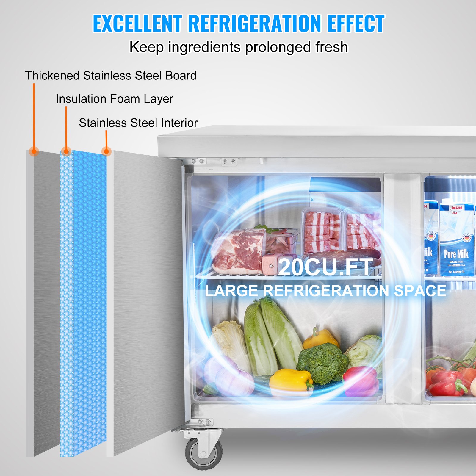 72" Commercial Refrigerator Sandwich & Salad Prep Table 20 Cu. Ft Fridge 72" Commercial Refrigerator Sandwich & Salad Prep Table 20 Cu. Ft Fridge