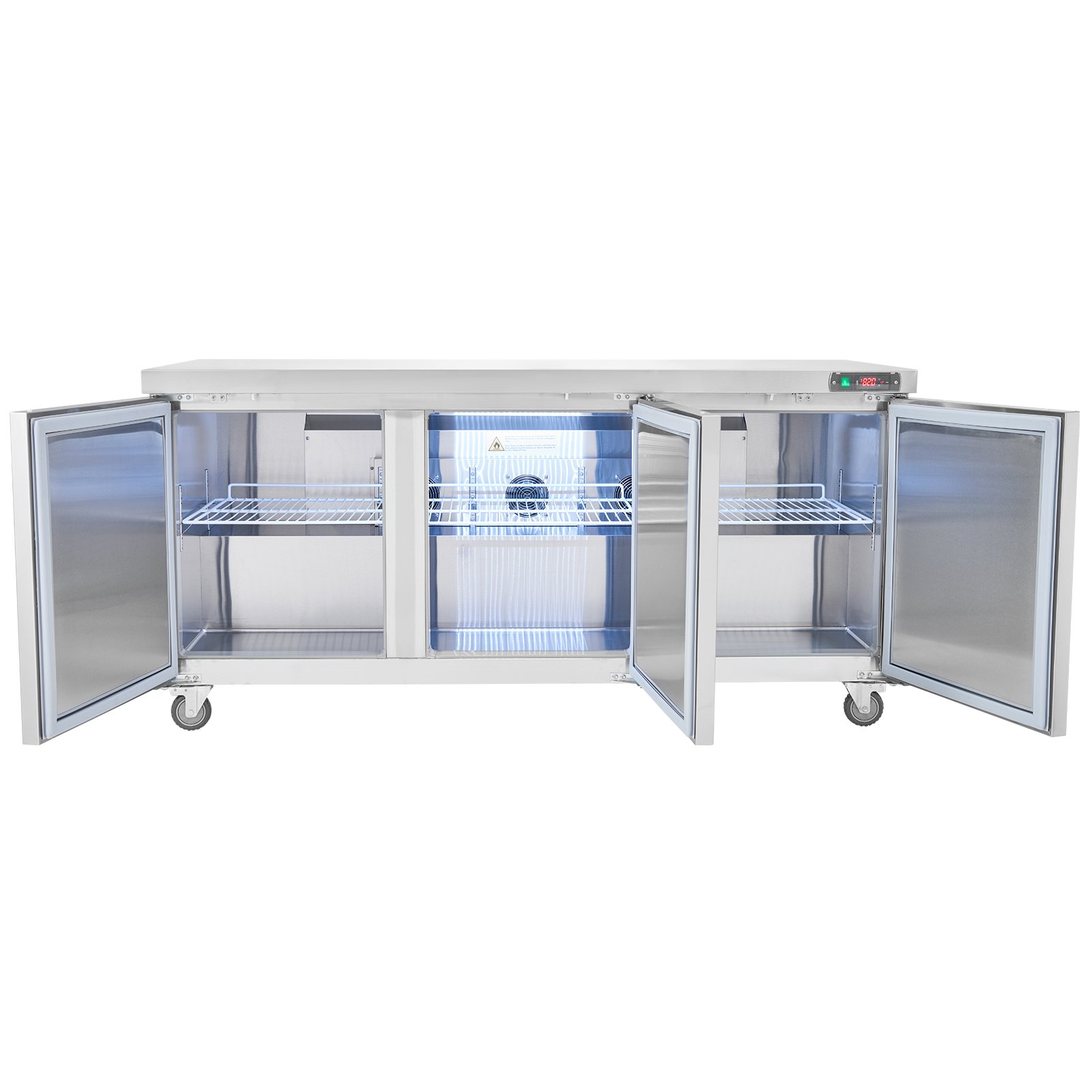 VEVOR 72" Commercial Refrigerator Sandwich & Salad Prep Table, 20 Cu. Ft Stainless Steel Refrigerated Food Prep Station with 3 Doors, Frost Free Refrigerator with Lock for Restaurant, Bar, Store